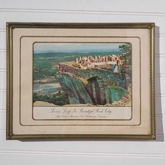 Vintage Framed Photo Lookout Mountain Tennessee Rock City Lovers Leap 1950s - Picture 11 of 11